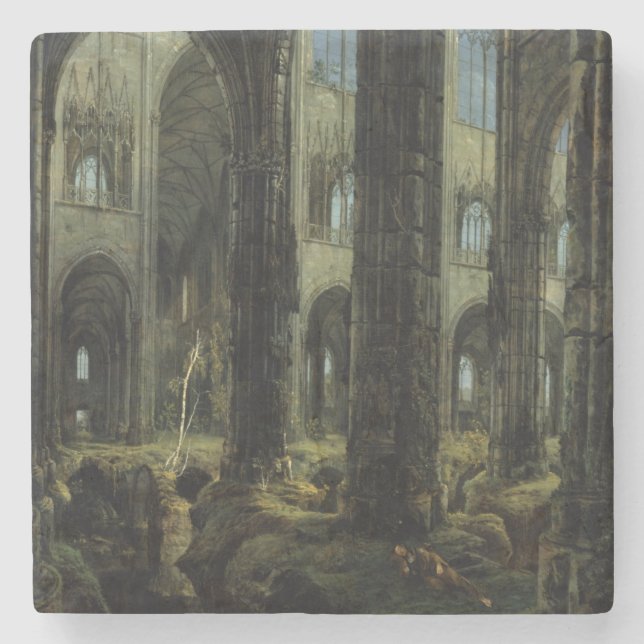 Ruinen der gotischen Kirche (von Carl Blechen) Steinuntersetzer (Vorderseite)