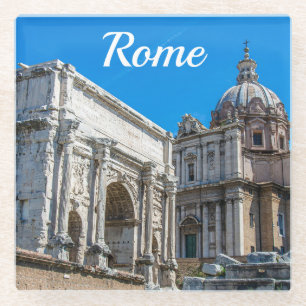 Ruinen des Römischen Forums in Rom, Italien Glasuntersetzer