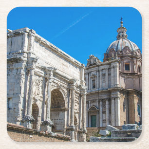 Ruinen des Römischen Forums in Rom, Italien Rechteckiger Pappuntersetzer