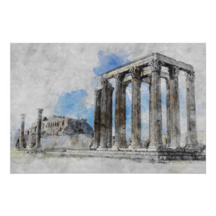 Ruinen des Zeus Athens Griechenland Poster