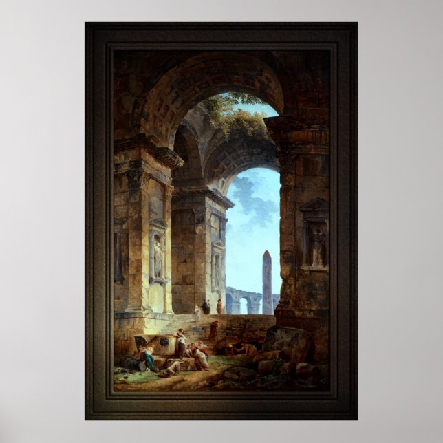 Ruinen mit Obelisk in der Ferne Poster (Vorne)
