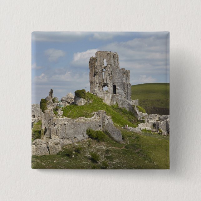 Ruinen von Corfe Castle, bei Wareham, Dorset, Button (Vorderseite)