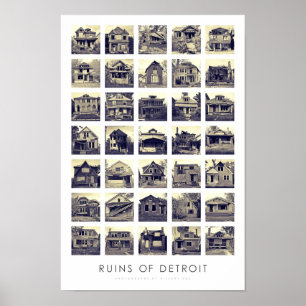 Ruinen von Detroit-Plakat - verlassene Häuser Poster