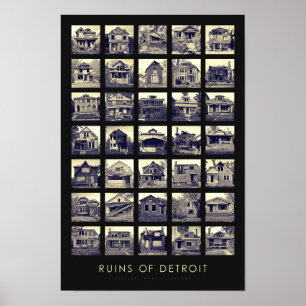 Ruinen von Detroit-Plakat - verlassene Häuser Poster