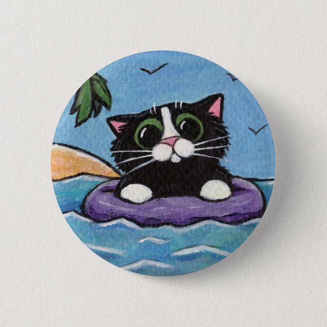 Ruinierte Katze - Katzen-Kunst-Knopf Button (Vorderseite)