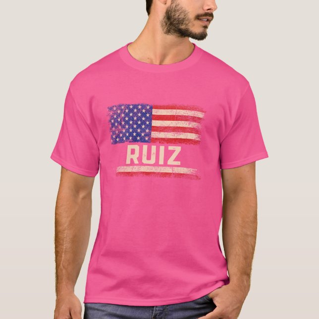 Ruiz Nachname Shirt Ruiz Name American Flag (Vorderseite)