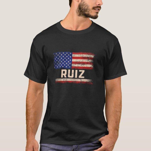 Ruiz Nachname Shirt Ruiz Name American Flag (Vorderseite)