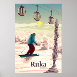 Ruka Finnland Skigebiet Reiseplakat Poster