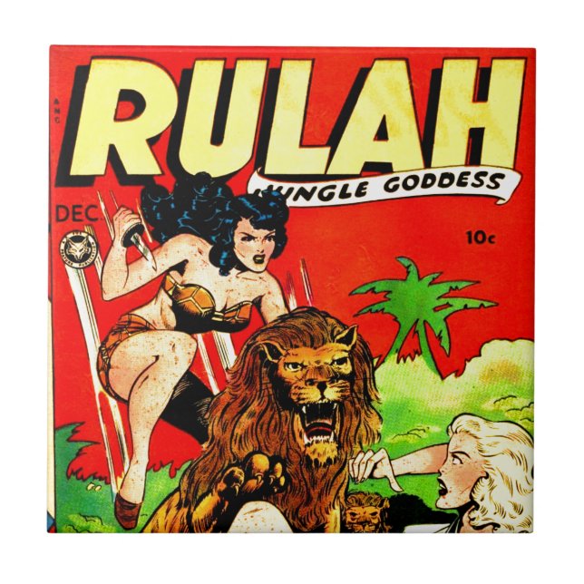 Rulah und ein großer beängstigender Löwe Fliese (Vorderseite)