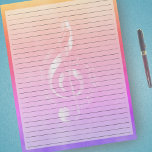 Ruled Music Treble Clef Trendy Rainbow Colors Notizblock<br><div class="desc">Wide Ruled Notepad - Standard Letter Size Pages - 8.5" X 11" Lined mit Black Wide Rule Lines auf jeder Seite für einfaches Schreiben - Ein seitliches Notebook mit Musical Treble Clef auf einem trendigen,  regenbogenfarbenen Hintergrund.</div>