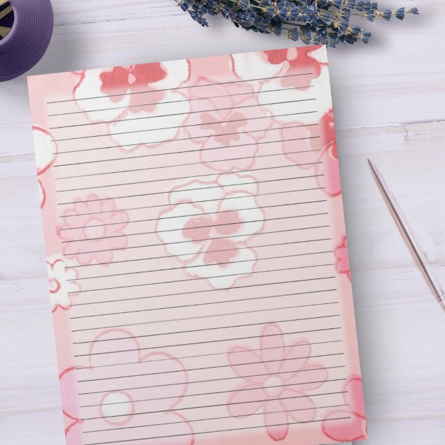 Ruled Retro Rosa Mitte Jahrhundert Vintage Blüte Notizblock (Von Creator hochgeladen)