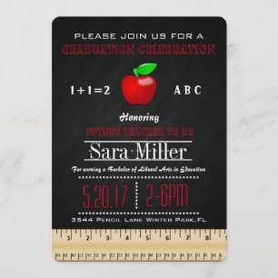 Ruler & Apple Lehrer Abschluss Einladung