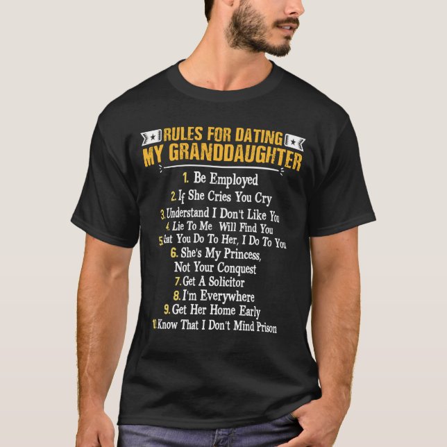 Rules For Dating My Granddaughter Fun Family T-Shirt (Vorderseite)