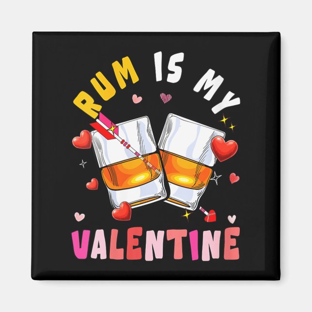 Rum ist mein Valentinstag Herzen passend Trinkerin Magnet (Vorne)