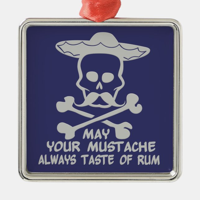 Rum Mustache benutzerdefinierte Farbschmuck Silbernes Ornament (Vorne)
