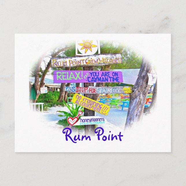 Rum Point, Gr.Cayman, farbenfrohe Postkarte (Vorderseite)