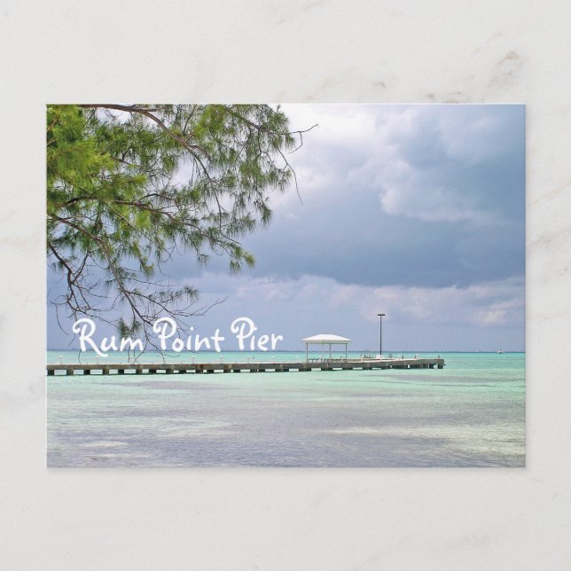 RUM POINT PIER/DUNK SKY/GRÜNES WASSER MIT SCHATTEN POSTKARTE (Vorderseite)