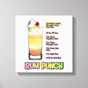 RUM PUNCH Cocktail Rezept Art 12"'12" Leinwanddruck