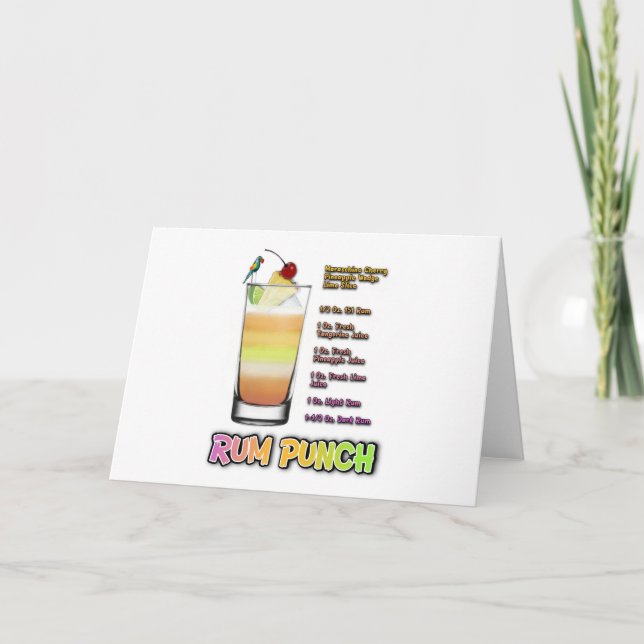 RUM PUNCH Cocktail Rezeption Karte (Vorderseite)