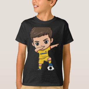 Rumänien Dab Kid Goal Cartoon Rumänische Flagge Fü T-Shirt
