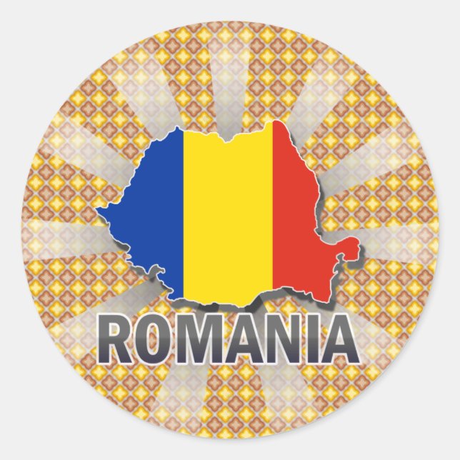 Rumänien Flag Map 2.0 Runder Aufkleber (Vorderseite)