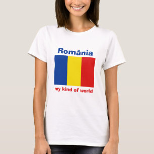Rumänien-Flagge + Karte + Text-T - Shirt