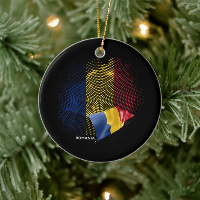 Rumänien-Flagge Keramik Ornament (Baum)