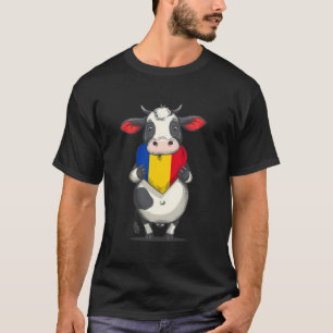 Rumänien-Flagge Kuh Herz Rumänischer Stolz Rumänis T-Shirt