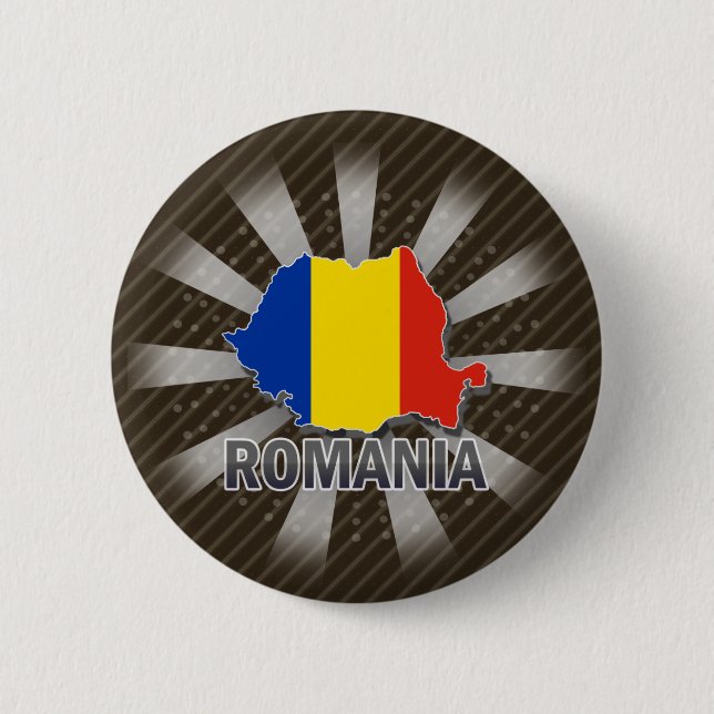 Rumänien-Flaggen-Karte 2,0 Button (Vorderseite)