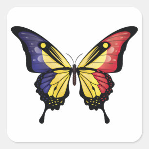 Rumänien Frack Butterfly Flag Quadratischer Aufkleber