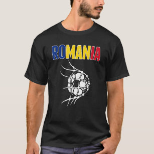 Rumänien Fußball-Ball im Netz Unterstützung Rumäni T-Shirt