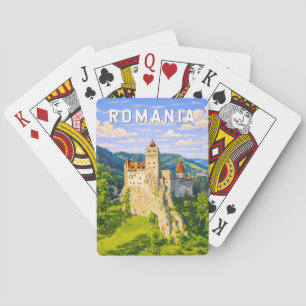 Rumänien Illustration Reise Kunst Vintage Spielkarten