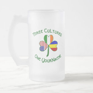 Rumänien Irland USA Kleeblatt Flag Personalisiert Mattglas Bierglas