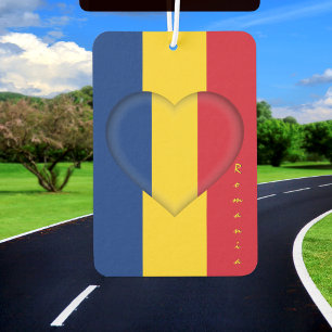 Rumänien: Lufterfrischer, Herz, rumänische Flagge Autolufterfrischer