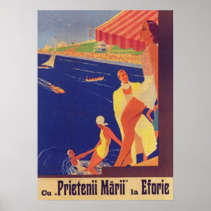Rumänien Print, Retro Travel Poster, Eforie Rumäni Poster