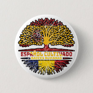 Rumänien Rumänien Spanien Fahne Spanischer Baumhir Button