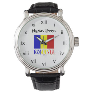 Rumänien Rumänische Flagge Schwarz Personalisierun Armbanduhr