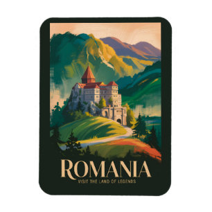 Rumänien Schloss Landschaft Illustration Reise Kun Magnet