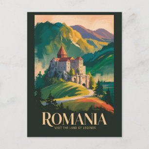 Rumänien Schloss Landschaft Illustration Reise Kun Postkarte