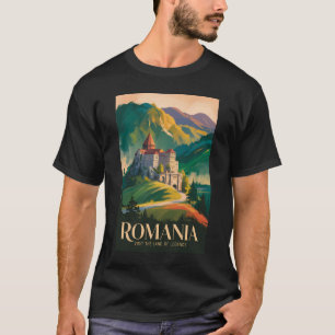 Rumänien Schloss Landschaft Illustration Reise Kun T-Shirt