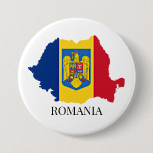 Rumänien-Silhouette, beschriftet, Button