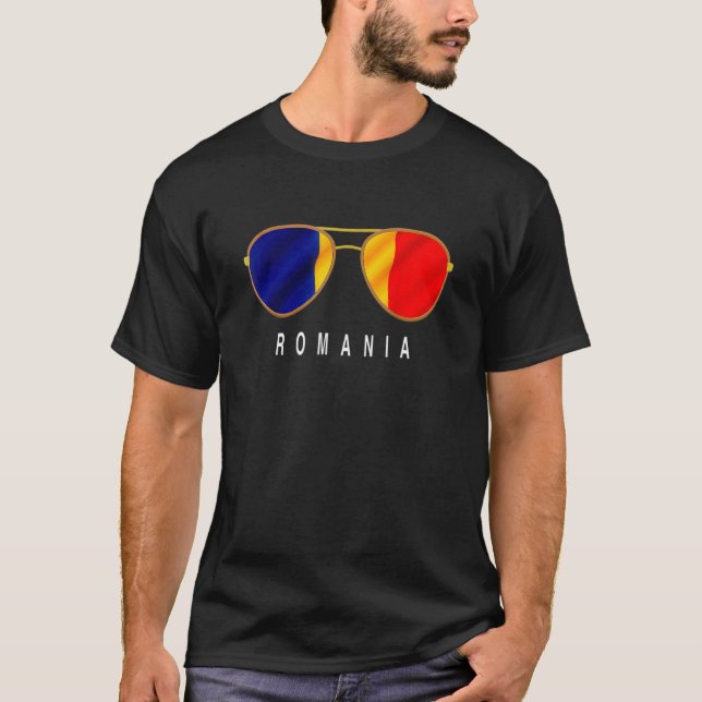 Rumänien Sonnenbrille Rumänien Flagge Rumänisch T-Shirt (Vorderseite)