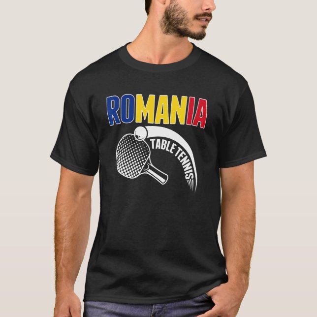 Rumänien Tischtennis unterstützt rumänisches Ping  T-Shirt (Vorderseite)