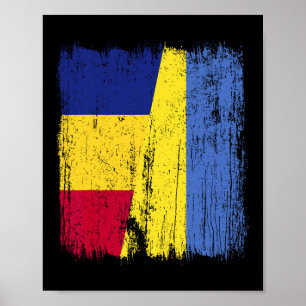Rumänien Ukraine Halbflagge Rumänisches Ukrainisch Poster