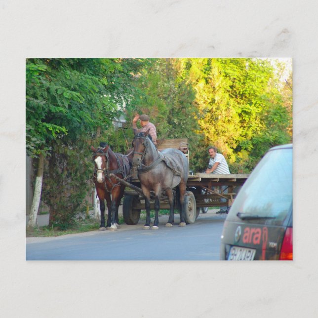 Rumänien, Verkehr antike und moderne Postkarte (Vorderseite)