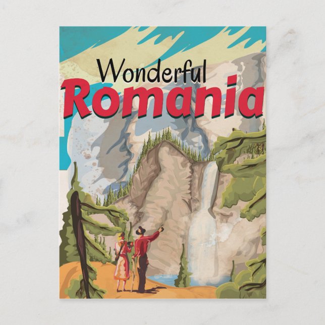 Rumänien Vintage Travel Poster Postkarte (Vorderseite)