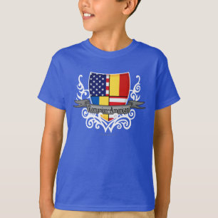 Rumänisch-Amerikanische Schild-Flagge T-Shirt
