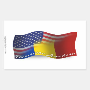 Rumänisch-amerikanische Wave-Flagge Rechteckiger Aufkleber