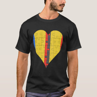 Rumänisch-belgisches Flaggenherz T-Shirt