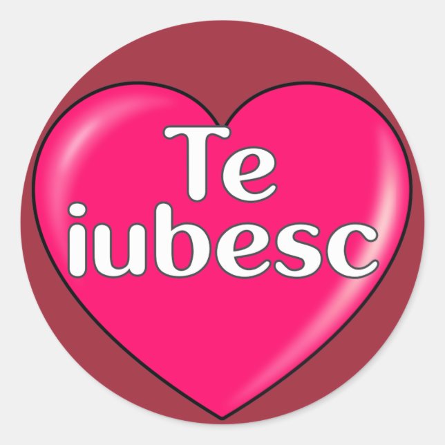 Rumänisch - Ich Liebe Sie Runder Aufkleber (Vorderseite)